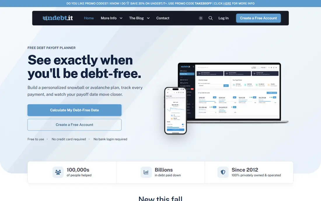 Undebt.it homepage