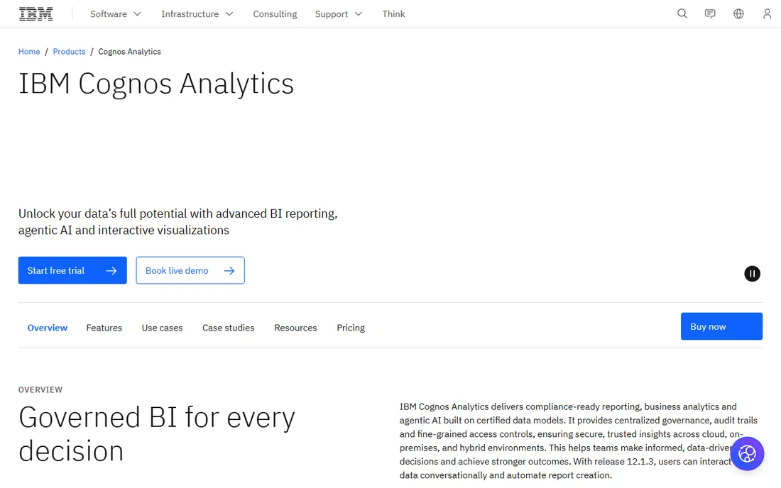 IBM Cognos homepage