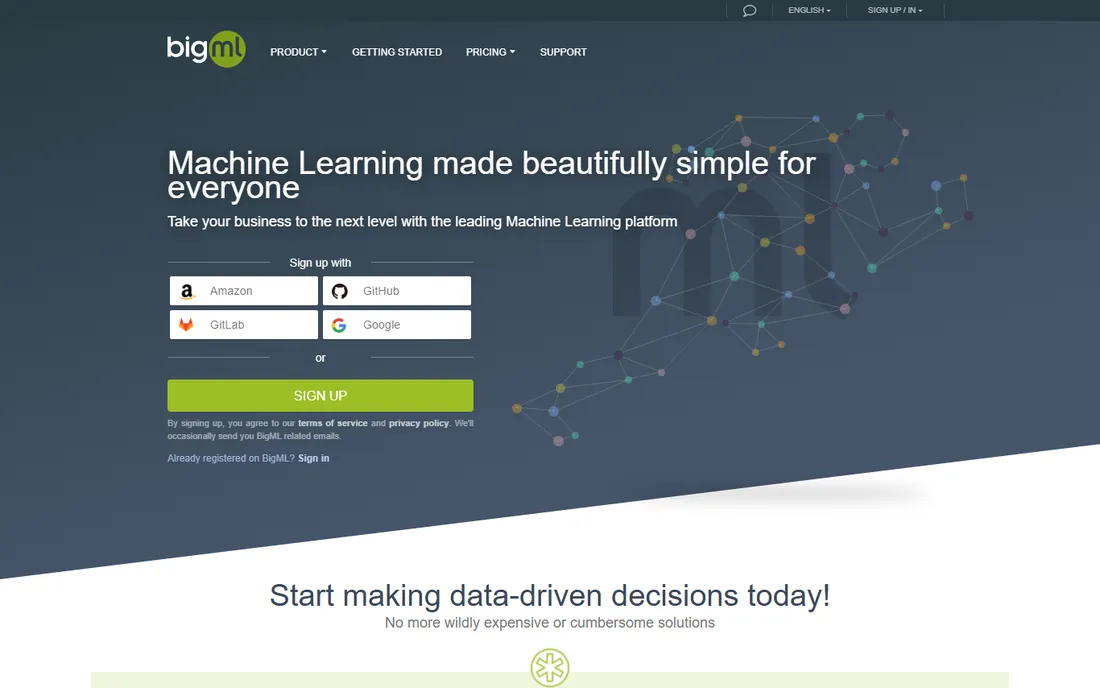 BigML homepage