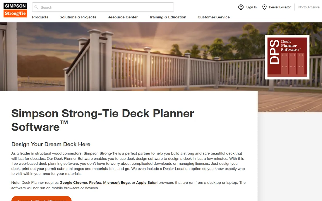 Simpson Strong-Tie Deck Planner homepage