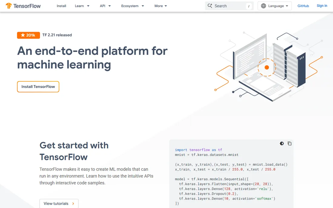 TensorFlow homepage