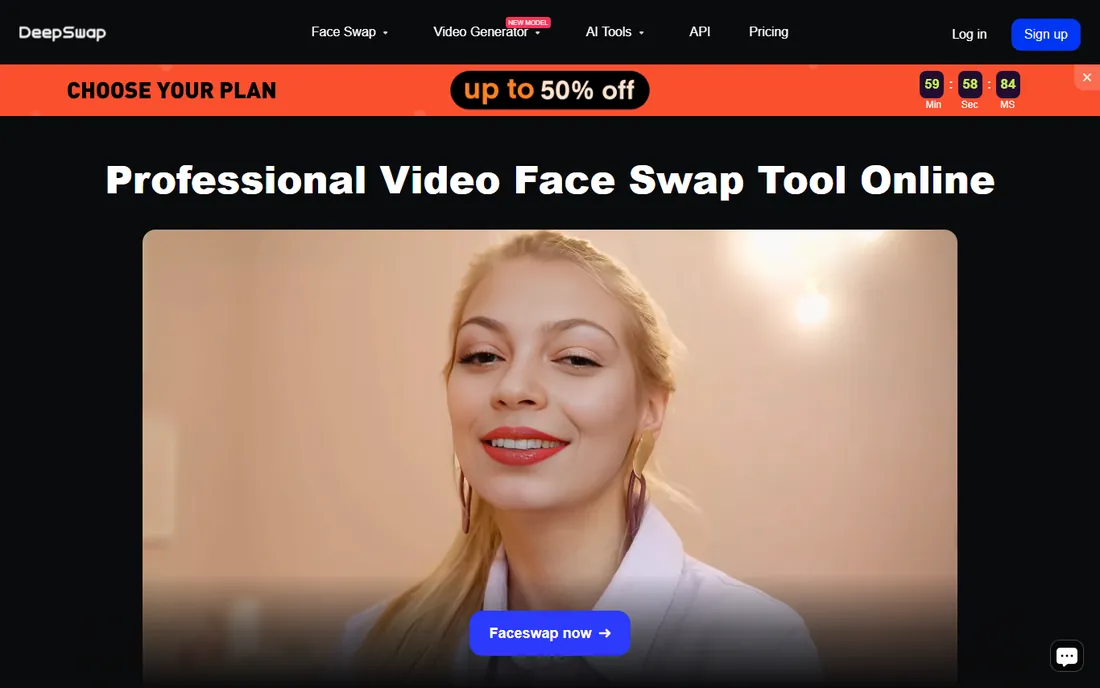 DeepSwap homepage