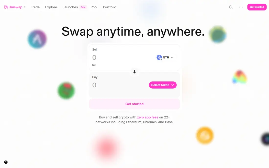 Uniswap homepage