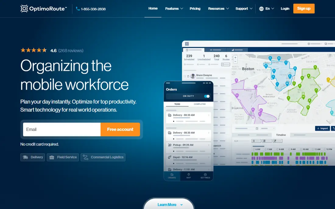 OptimoRoute homepage