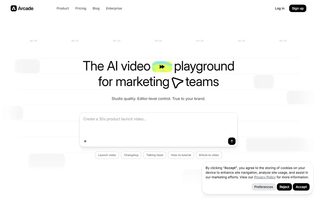 Arcade homepage