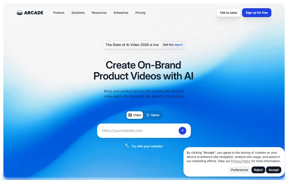 Arcade homepage