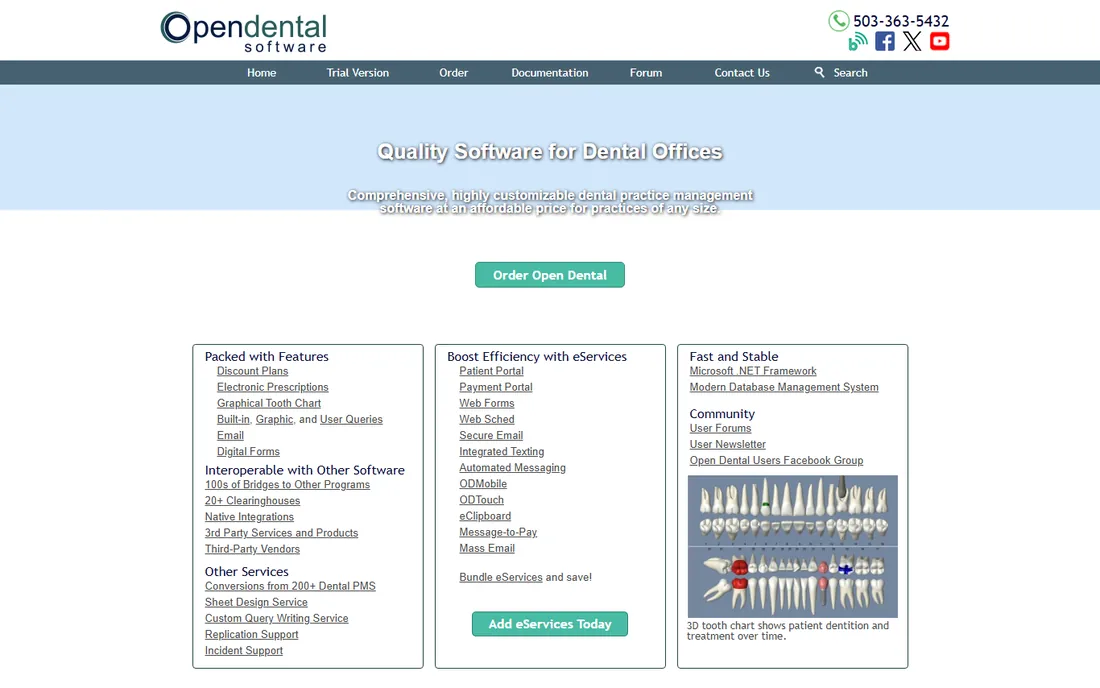 Open Dental homepage