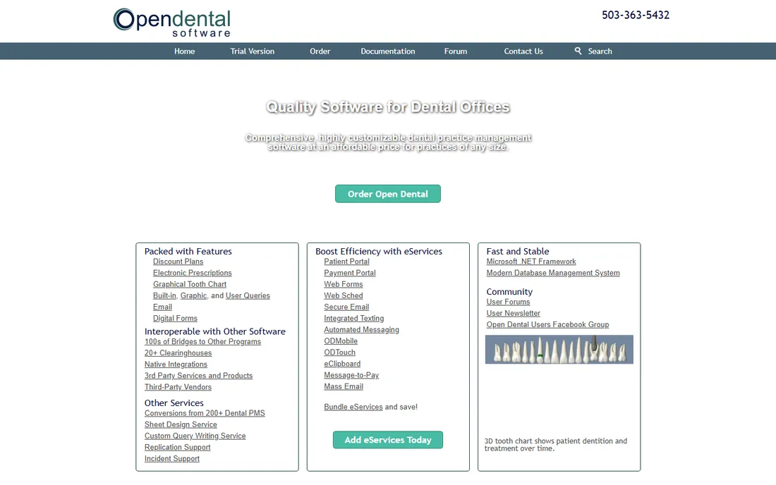 Open Dental homepage