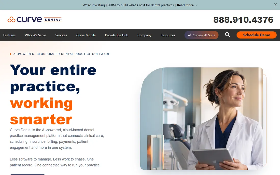 Curve Dental homepage