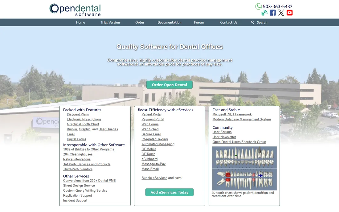 Open Dental homepage