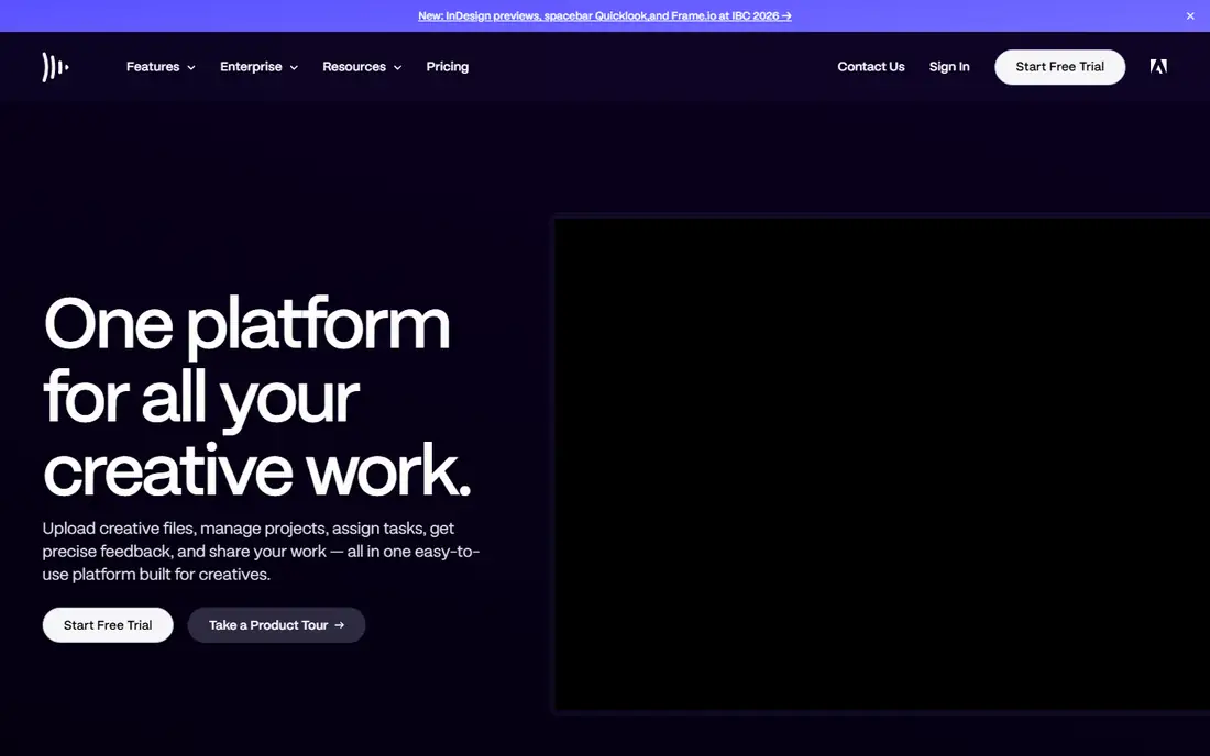 Frame.io homepage