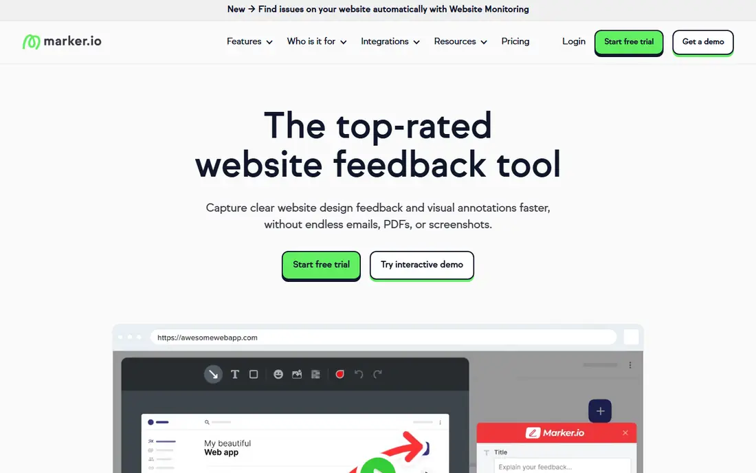 Marker.io homepage