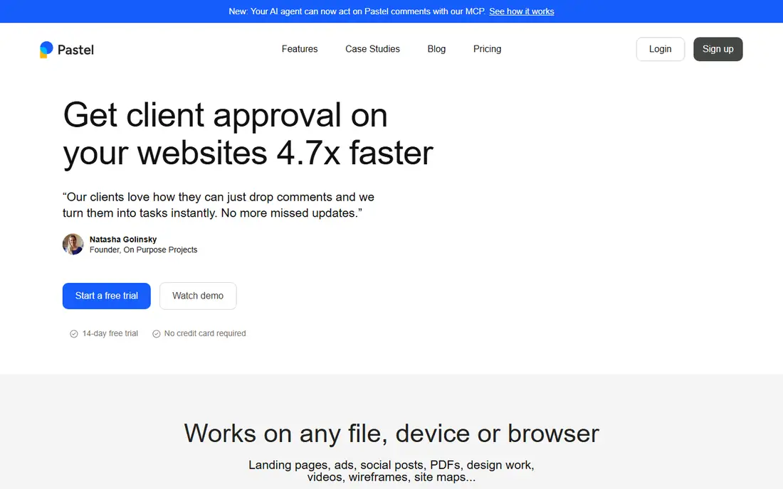 Pastel homepage