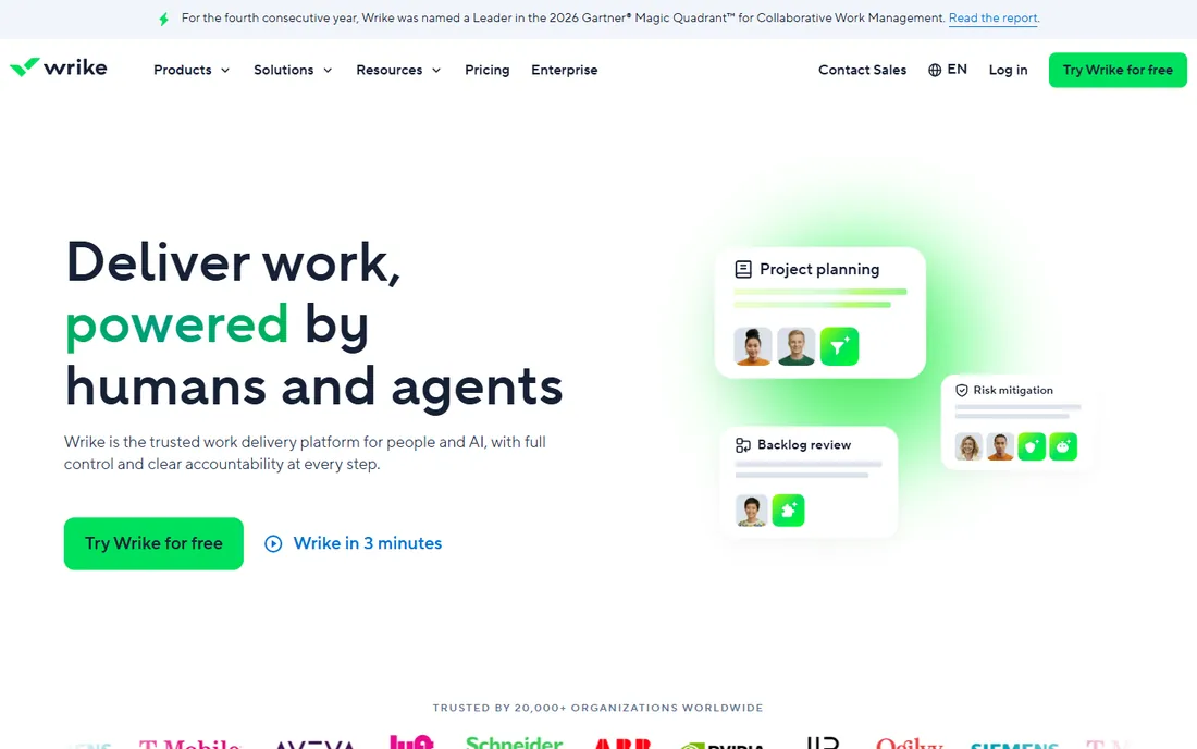 Wrike homepage