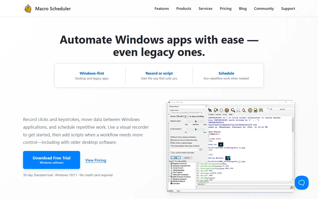 Macro Scheduler homepage