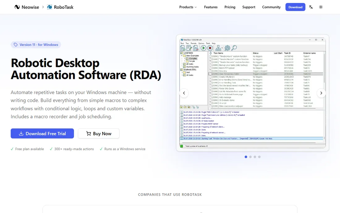 RoboTask homepage