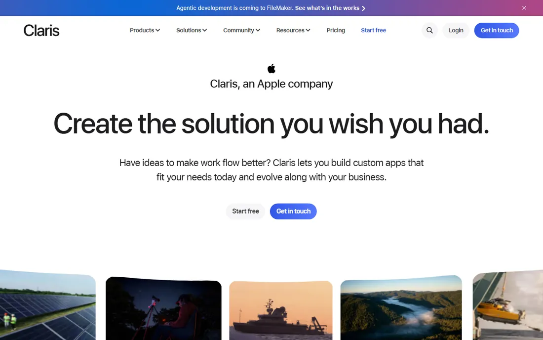 Claris FileMaker homepage