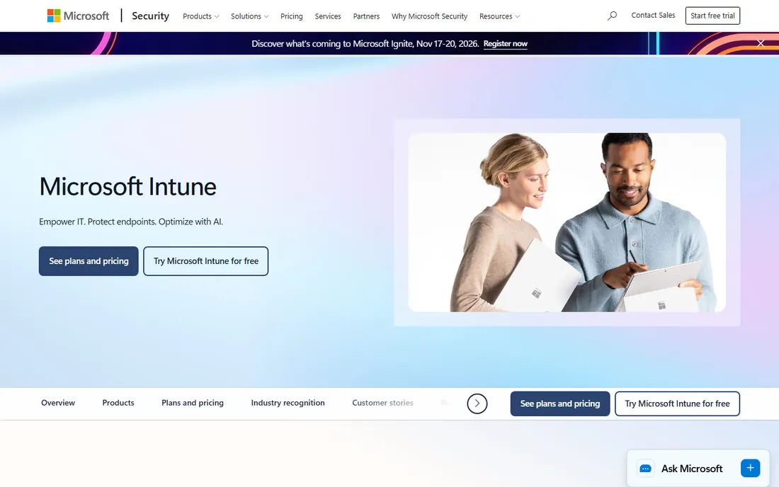 Microsoft Intune homepage