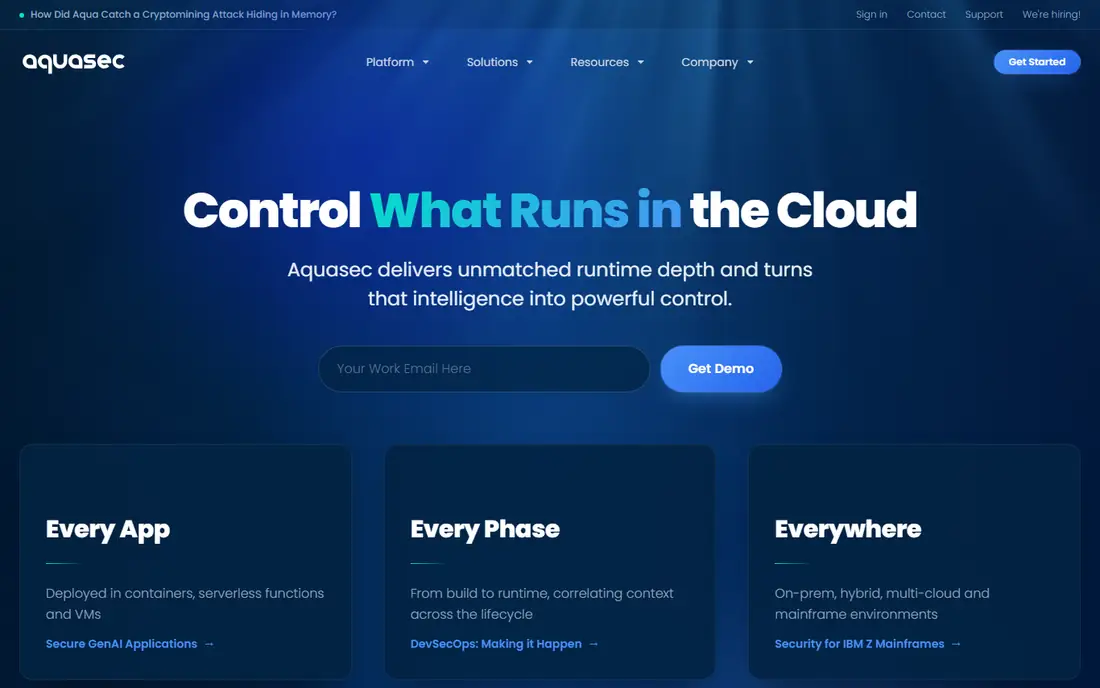 Aqua Security homepage