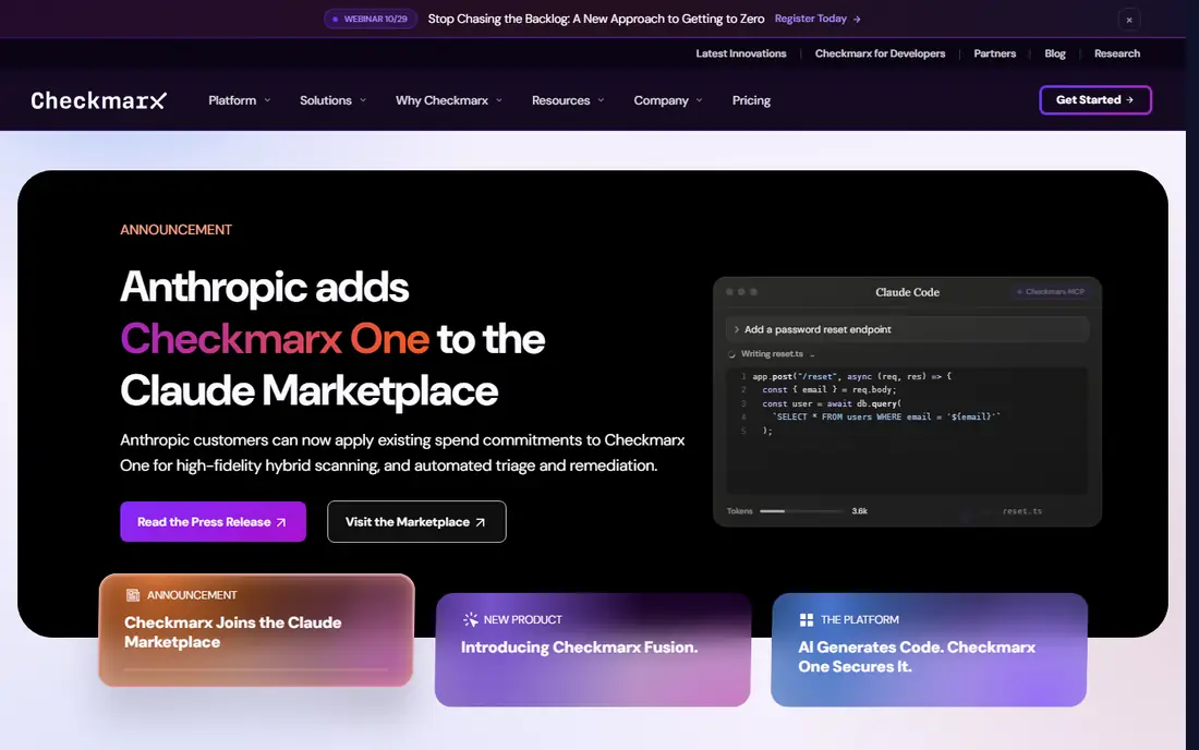 Checkmarx One homepage