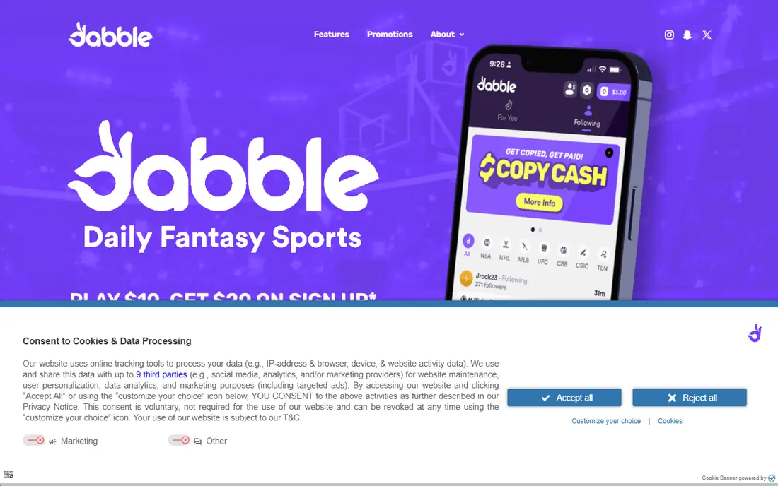 Dabble homepage