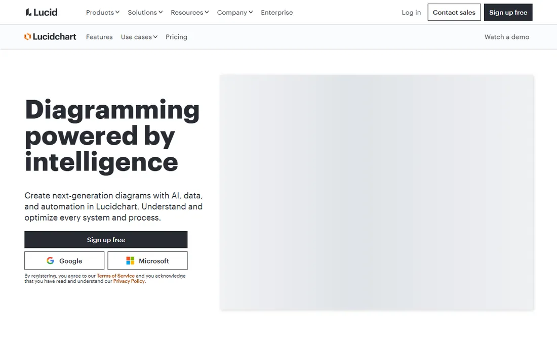 Lucidchart homepage