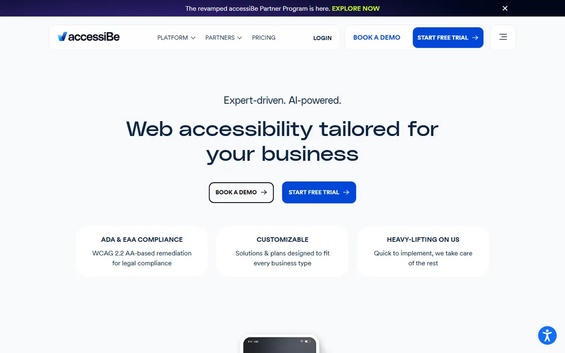 accessiBe homepage