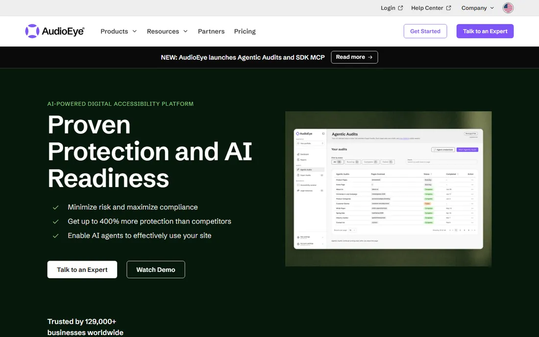 AudioEye homepage