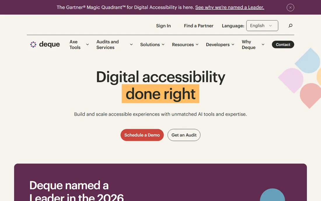 Deque homepage