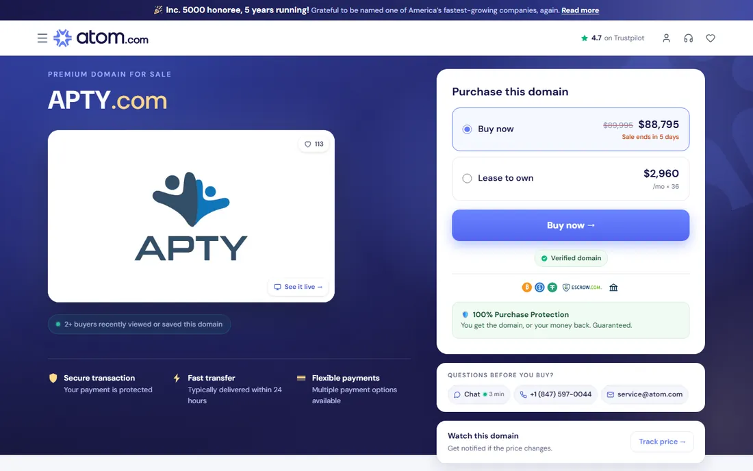 Apty homepage
