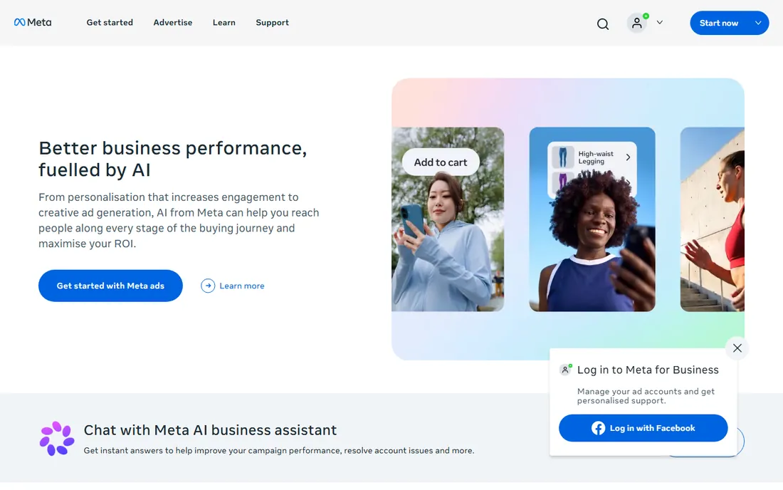 Meta Ads homepage