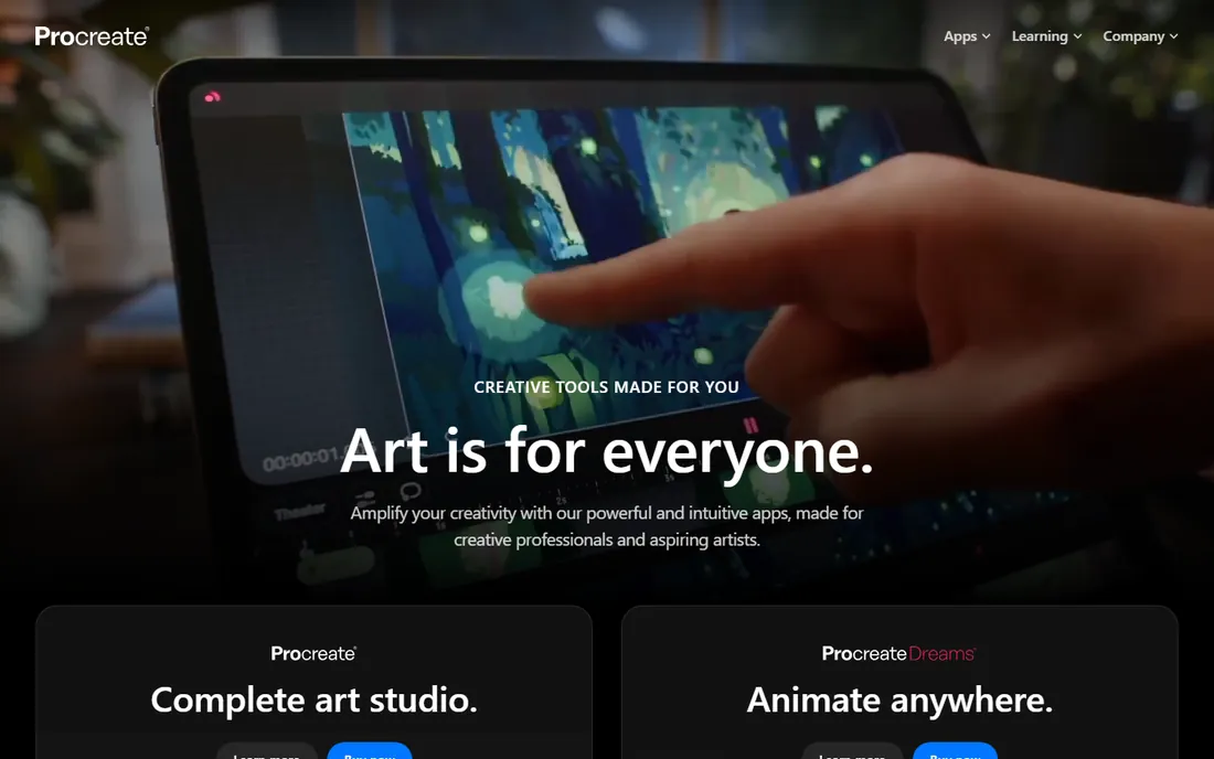 Procreate homepage