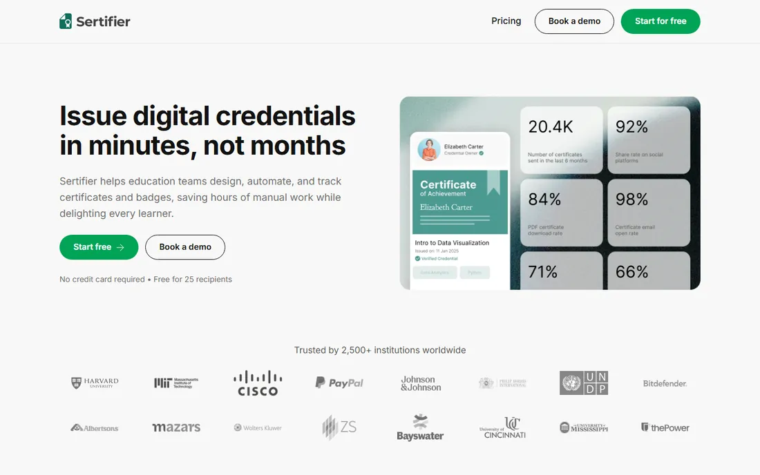 Sertifier homepage