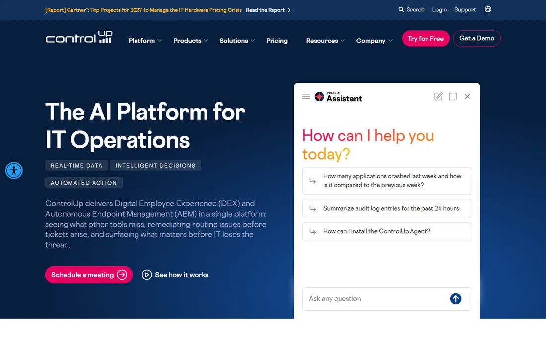 ControlUp homepage