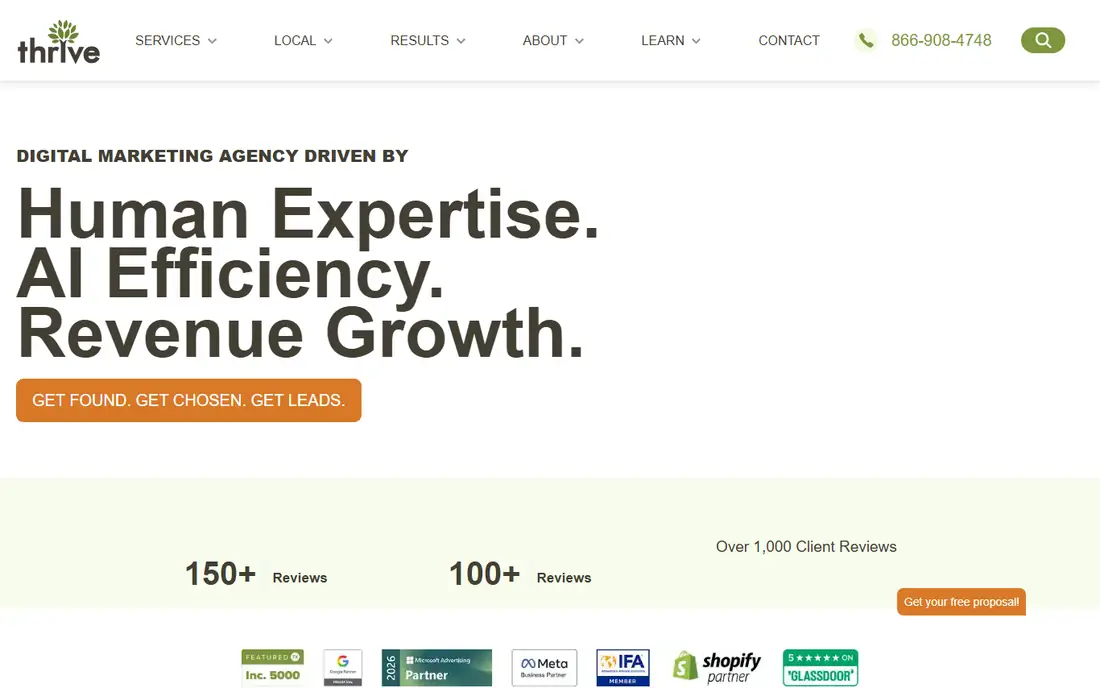 Thrive Internet Marketing Agency homepage