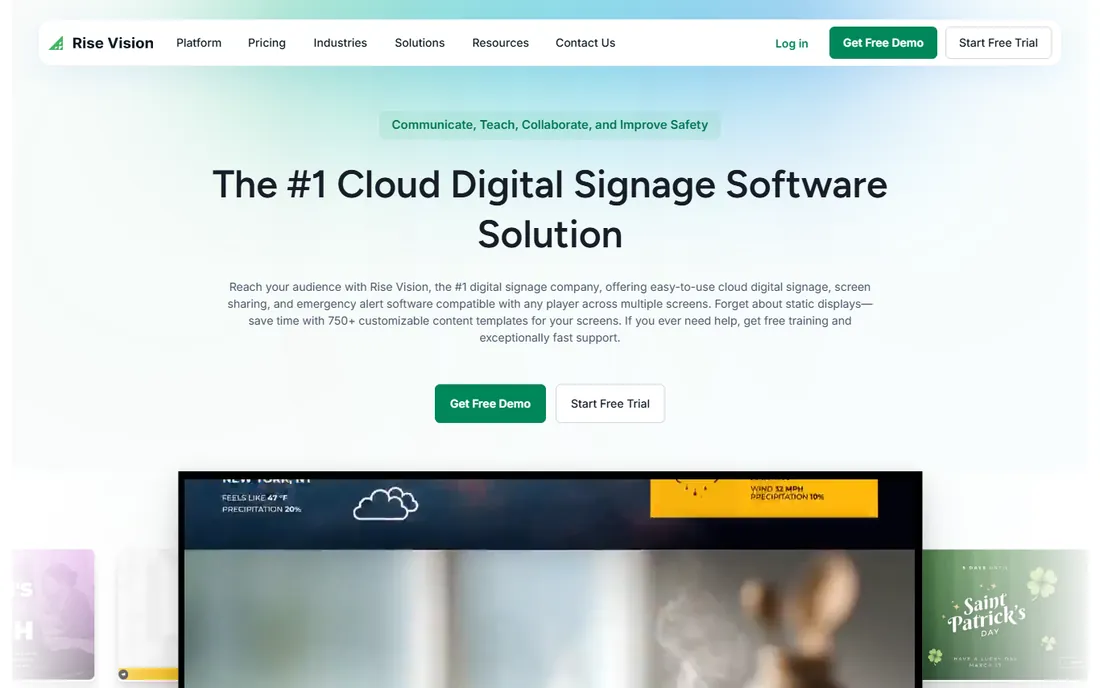 Rise Vision homepage