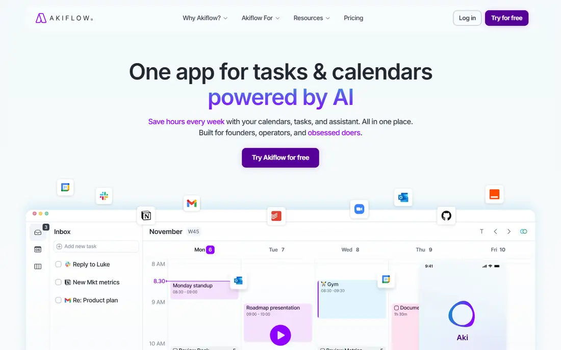 Akiflow homepage
