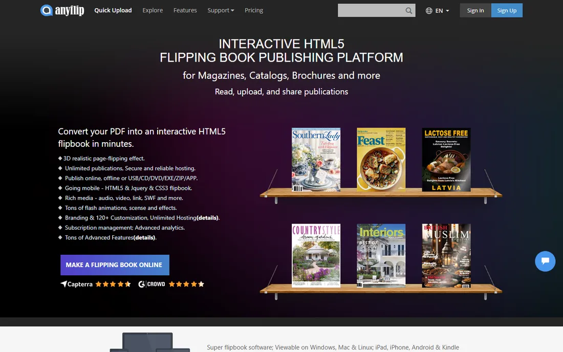 AnyFlip homepage