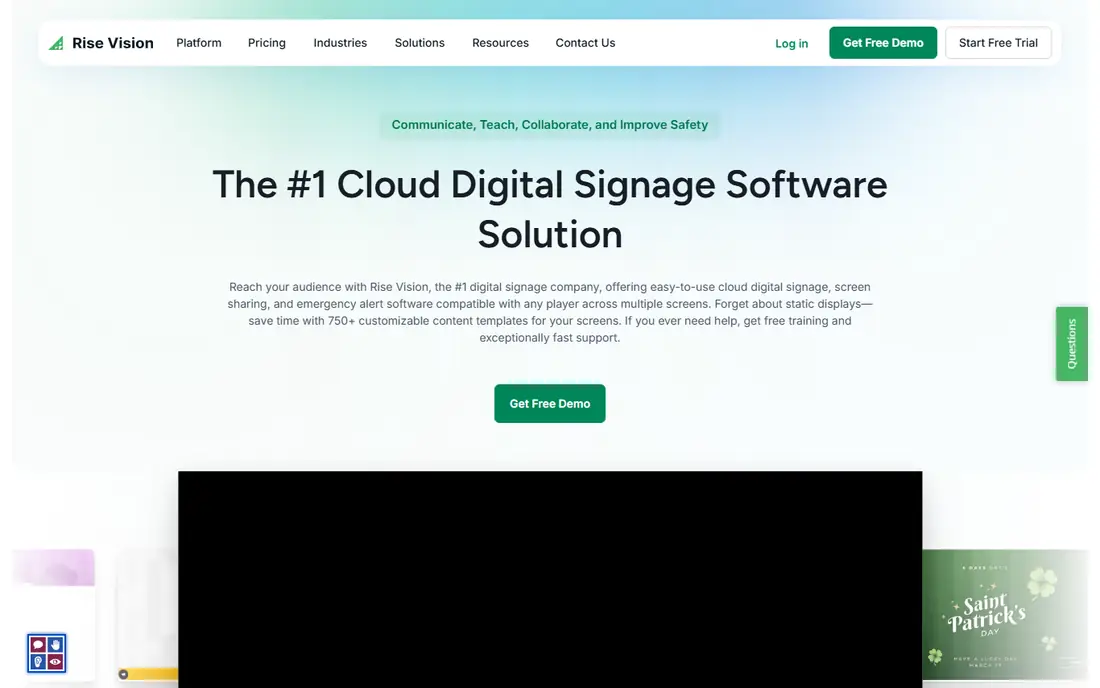 Rise Vision homepage