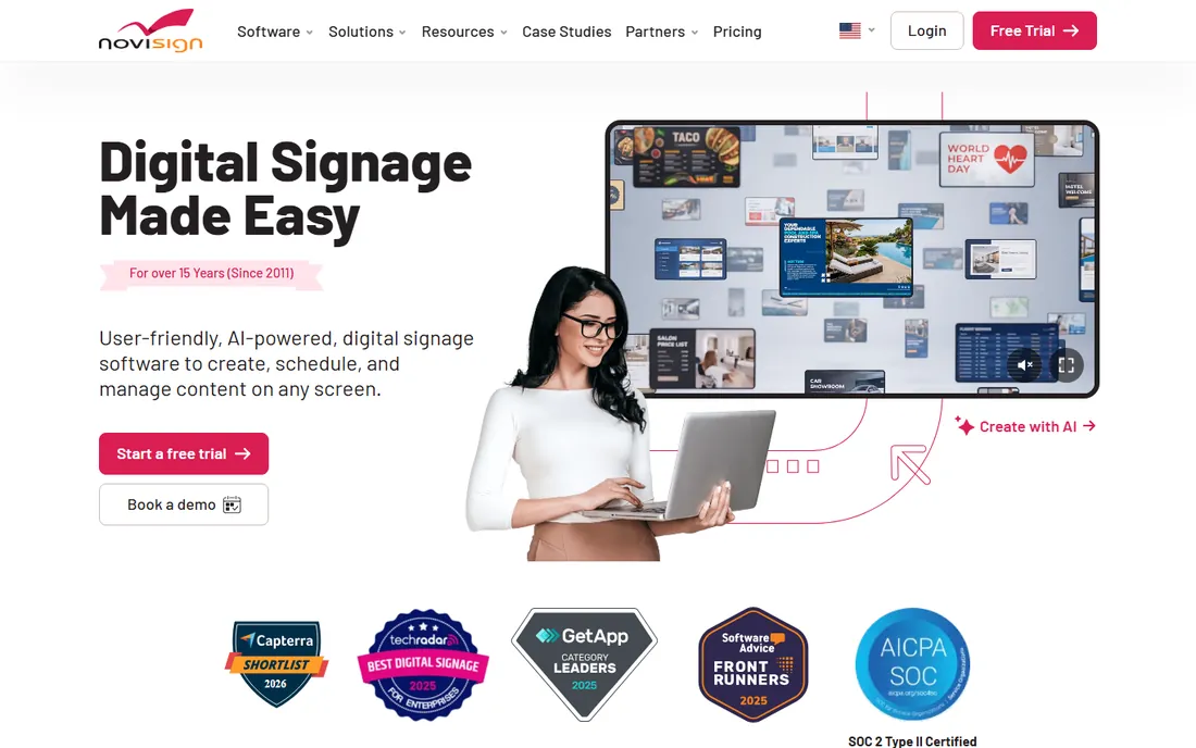 NoviSign homepage
