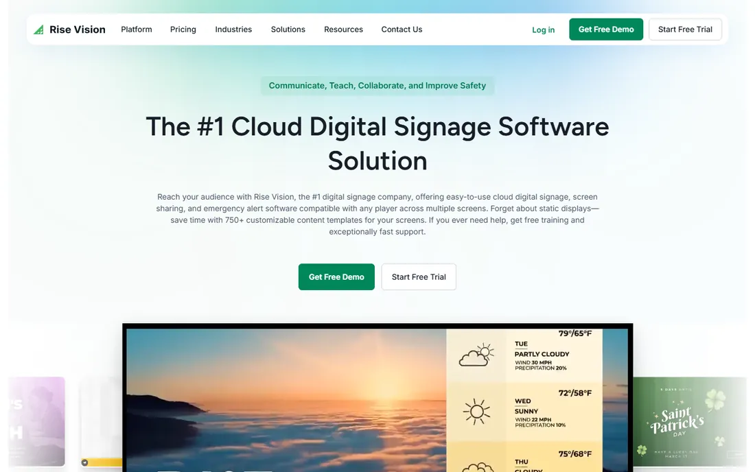Rise Vision homepage