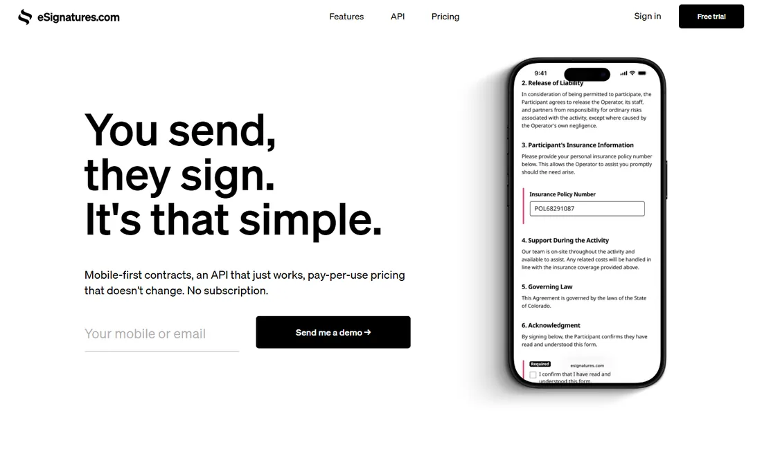 eSignatures.com homepage