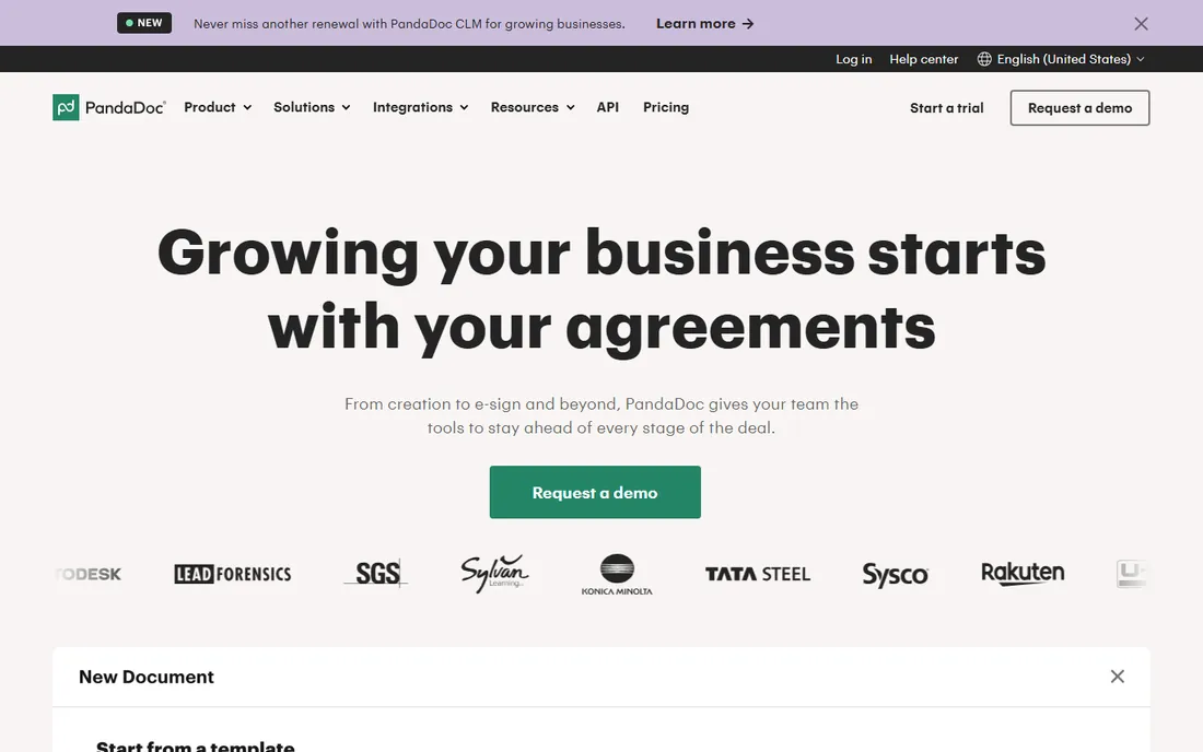 PandaDoc homepage