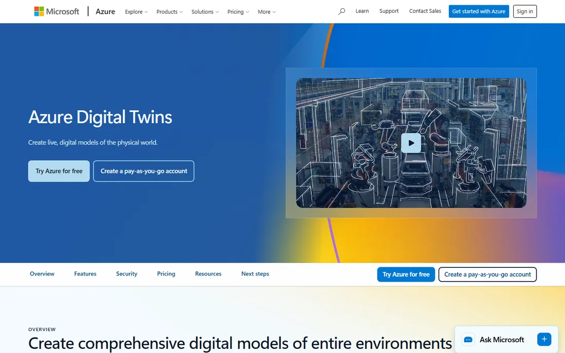Azure Digital Twins homepage