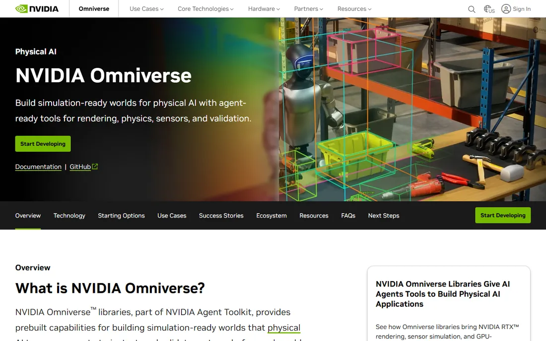 NVIDIA Omniverse homepage