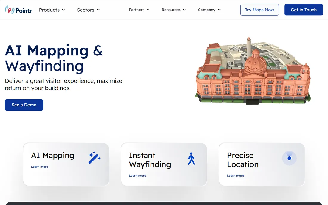 Pointr homepage