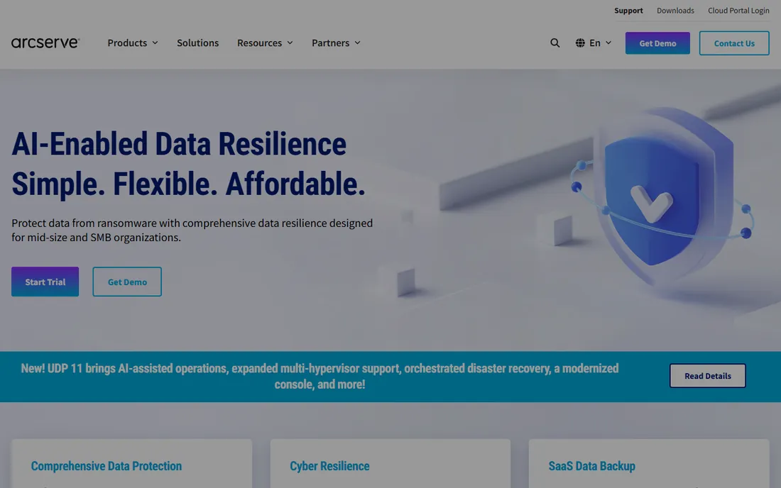 Arcserve homepage