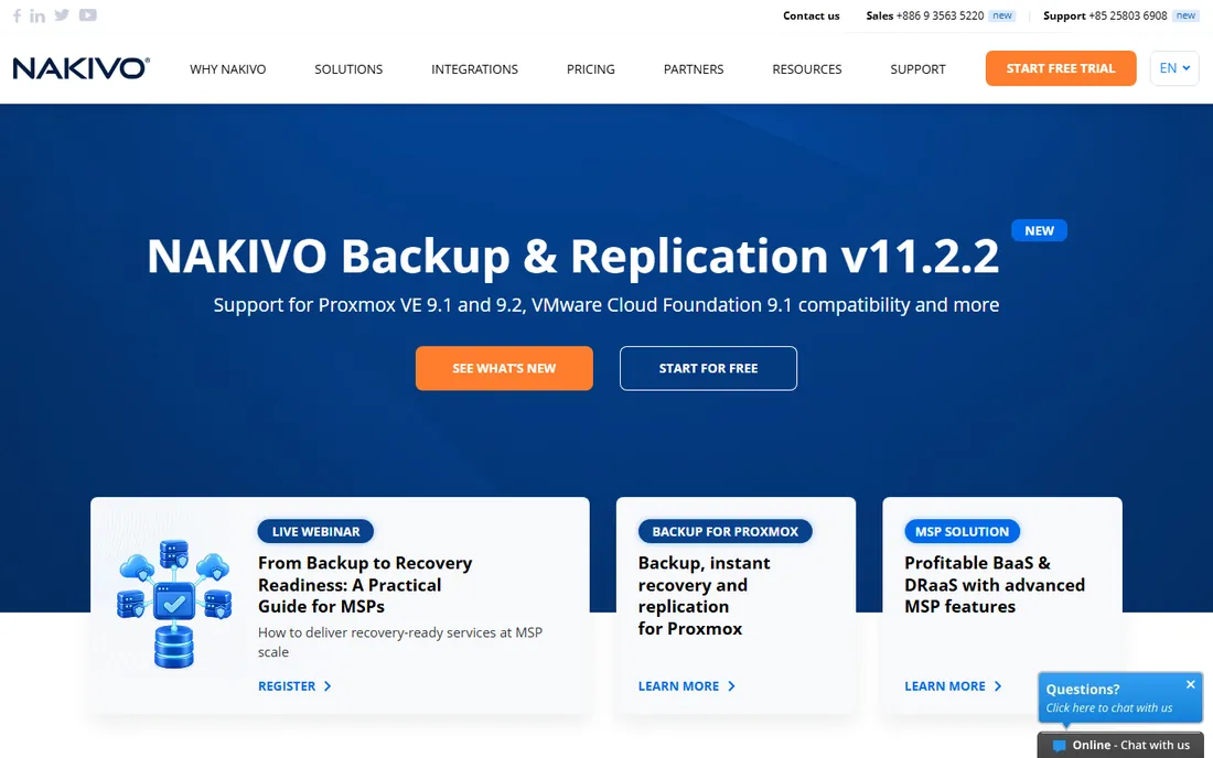 Nakivo homepage
