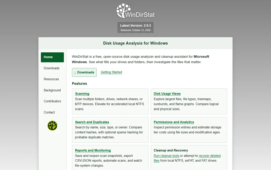 WinDirStat homepage