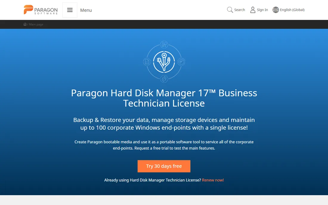 Paragon Hard Disk Manager homepage